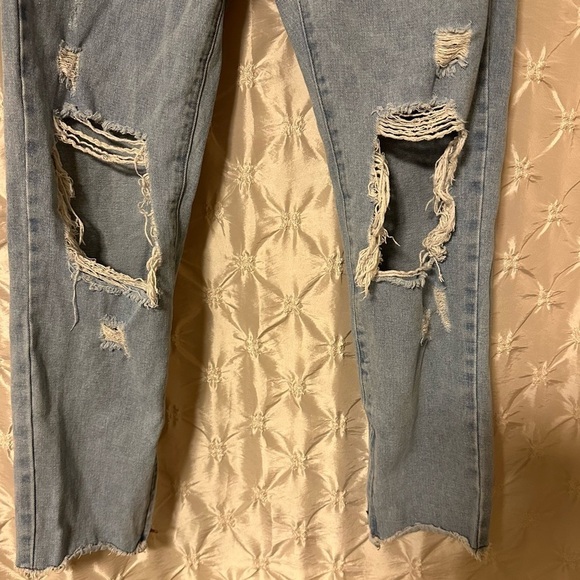 Princess Polly Erissa Knee Rip Jeans Light Wash Denim Relaxed Straight - Picture 5 of 16